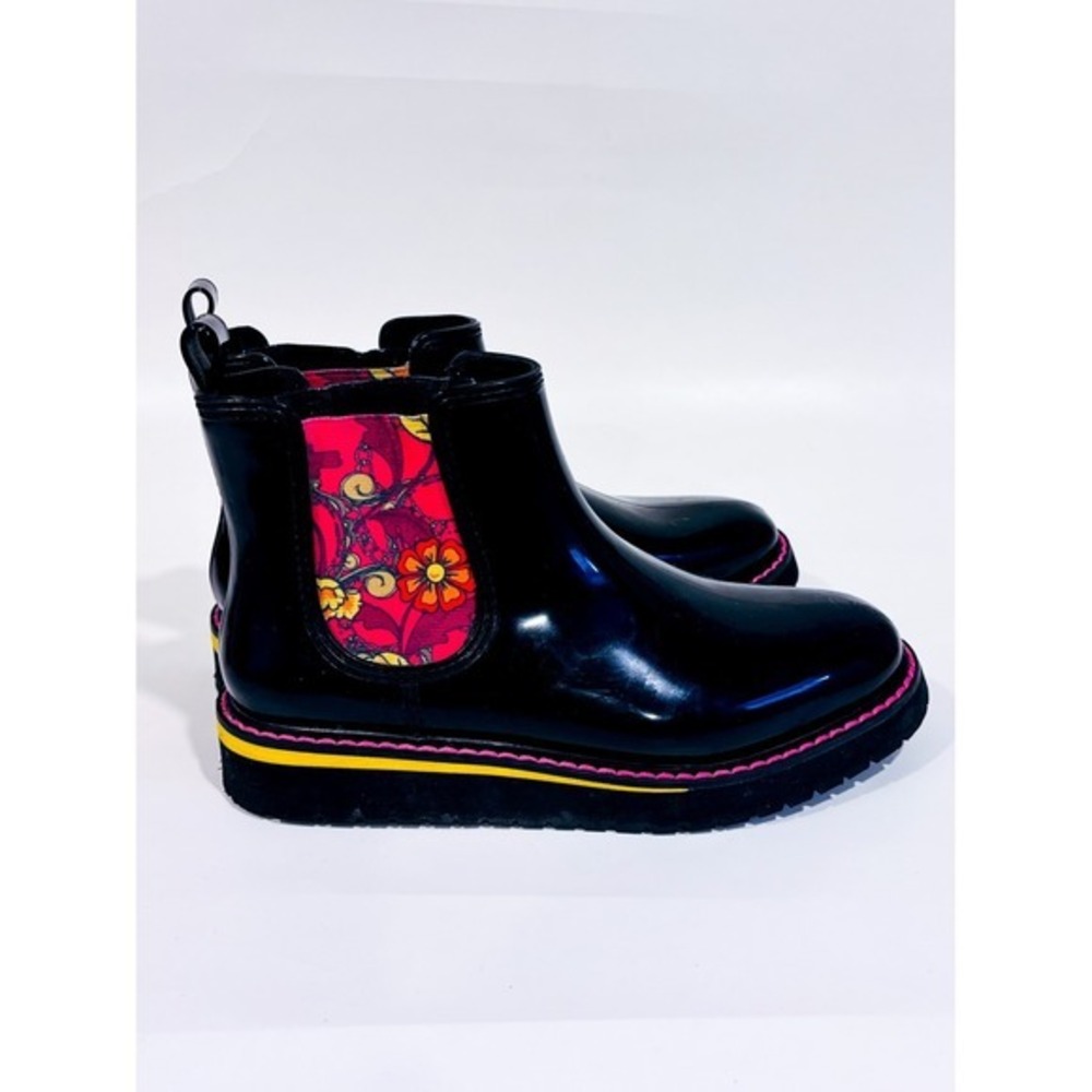 COUGAR Black waterproof boots | Floral Chelsea rain | Size 6